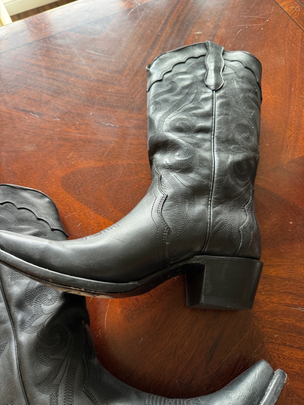 Women's Black Leather Western Boots - Picture 5 of 8